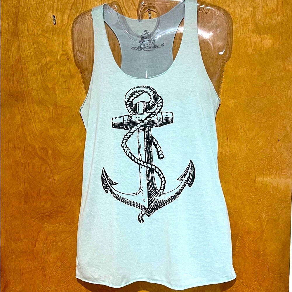 Bear Dance Women’s White Anchor Tank Top Sz.M